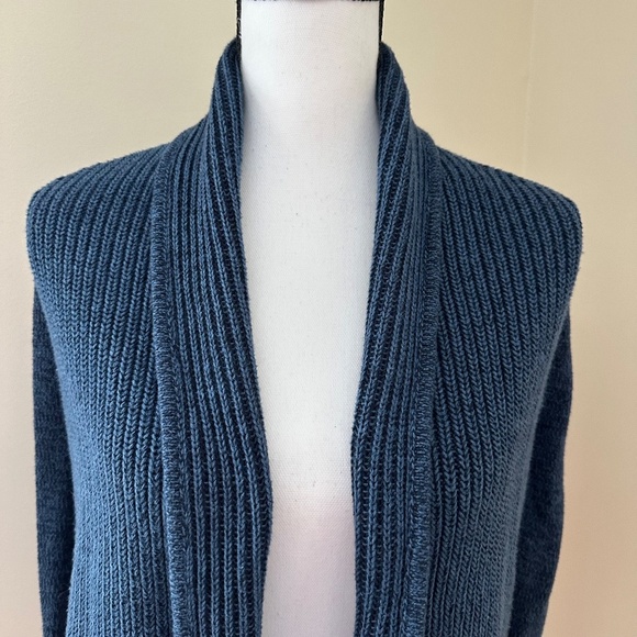 *L.L. BEAN* Blue Long Sleeve Knitted Open-Front Cotton Sweater Size XS - Picture 2 of 8